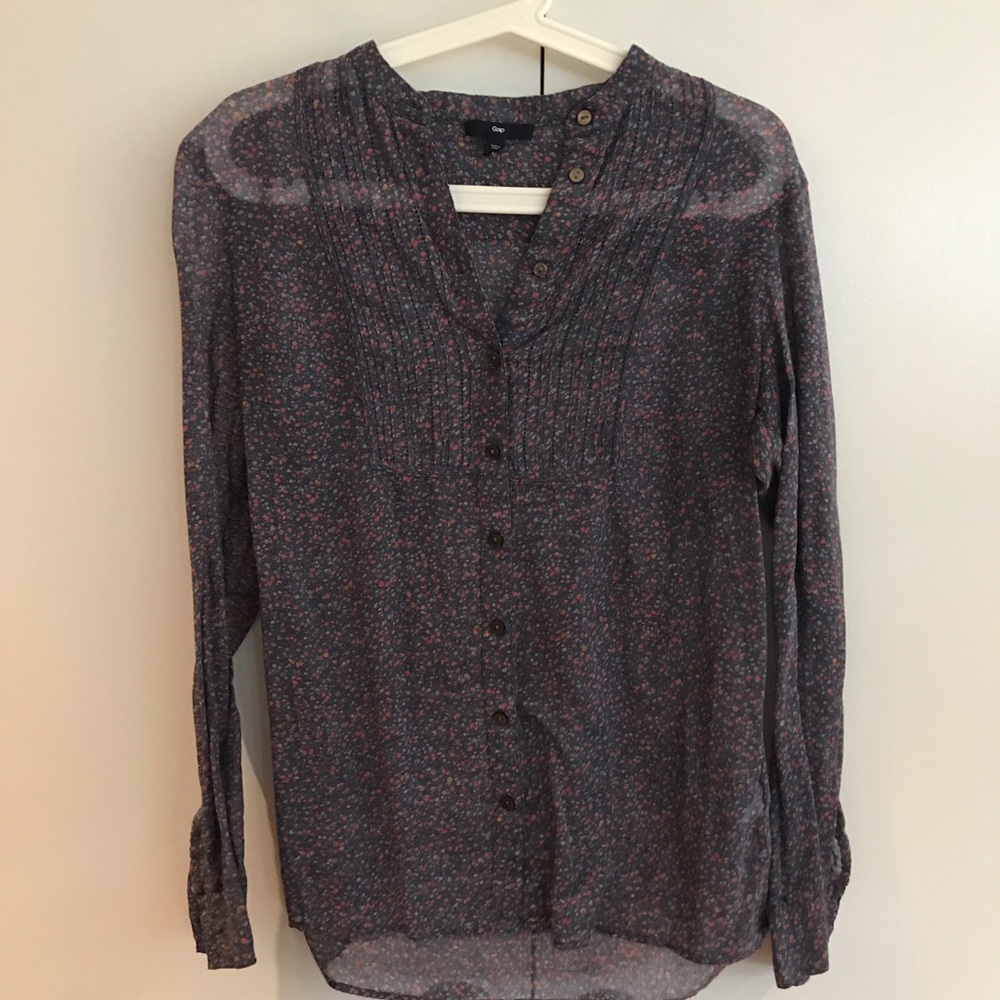 Sheer Floral half button GAP shirt